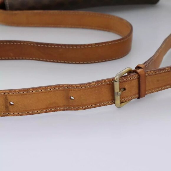 CELINE Macadam Canvas Circle Shoulder Bag PVC Leather Brown Gold Auth - Picture 12 of 16